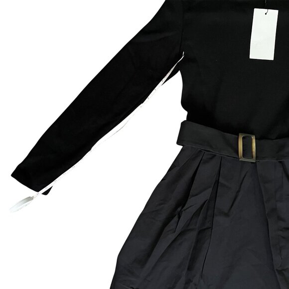 Zara Black Belted Long Sleeve Mini Dress Chic & Sustainable Minimalist Sz Small - Picture 10 of 10